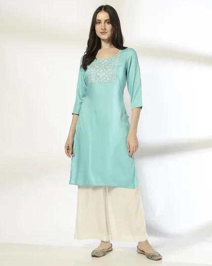 Women Embroidered Straight Kurta