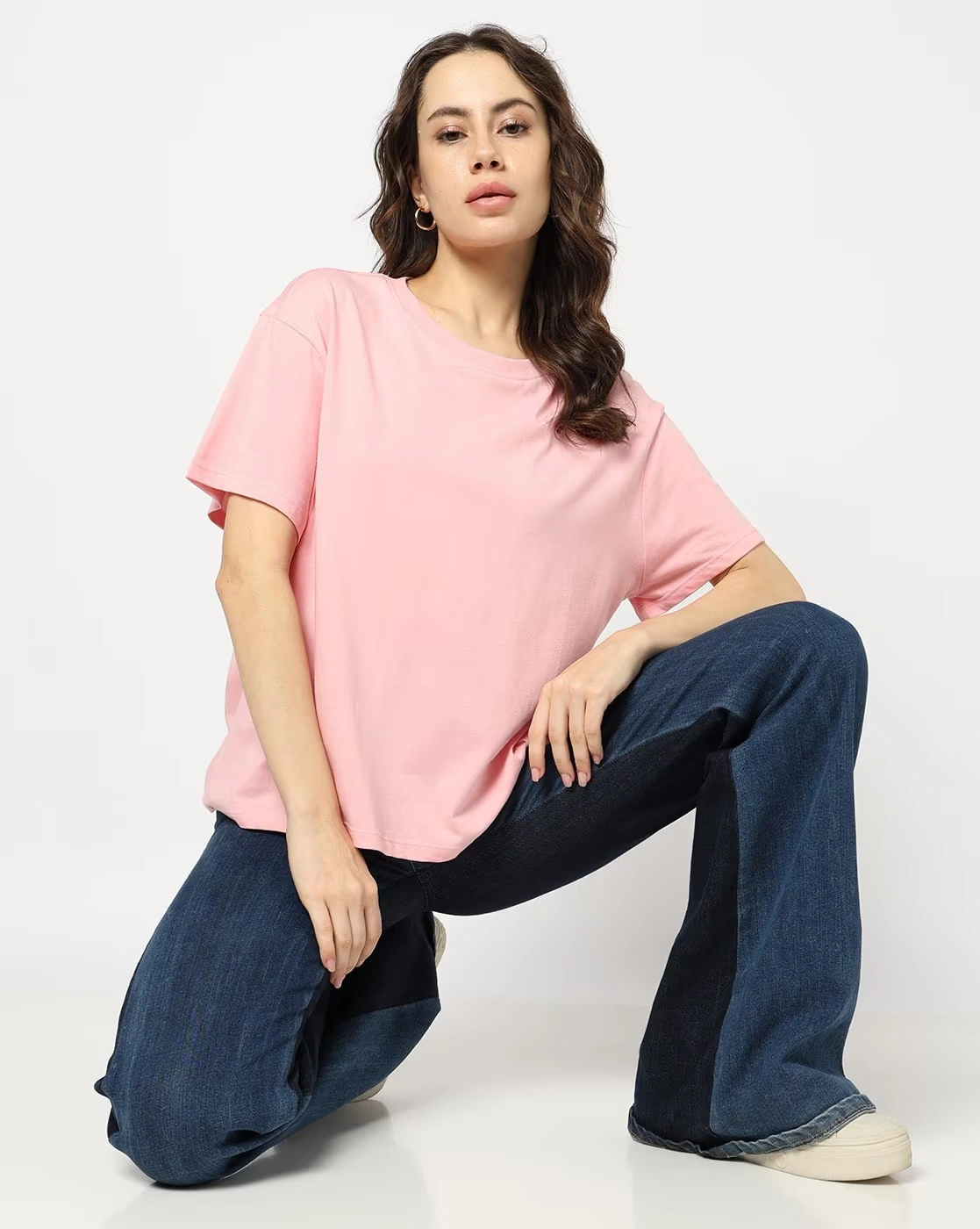 1117Wx1400H-443075757-ltpink-MODEL.webp Women Regular Fit Crew-Neck Cotton T-Shirt - Image 1