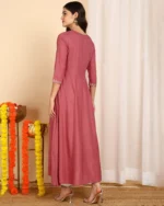 Women Yoke Embroidered Flared Kurta - Image 3