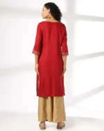 Women Straight Kurta With Yoke Embroidery - Image 3