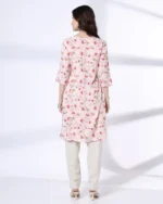 Women Lotus Floral Jaal Print Straight Kurta - Image 3